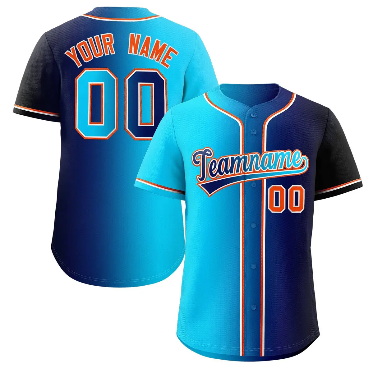 Navy Gradient Fashion Authentic Baseball Jersey