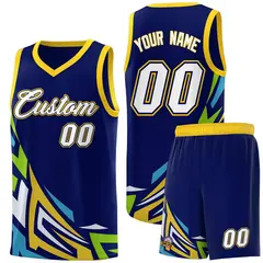 Navy Gradient Graffiti Pattern Sports Basketball Jersey