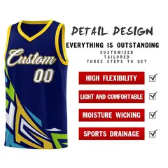 Navy Gradient Graffiti Pattern Sports Basketball Jersey 2