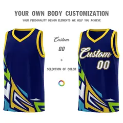 Navy Gradient Graffiti Pattern Sports Basketball Jersey 3