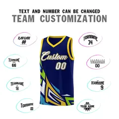 Navy Gradient Graffiti Pattern Sports Basketball Jersey 4