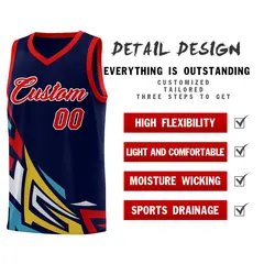 Navy Gradient Graffiti Pattern Sports Basketball Jersey 2