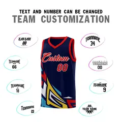 Navy Gradient Graffiti Pattern Sports Basketball Jersey 4