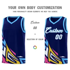 Navy Gradient Graffiti Pattern Sports Basketball Jersey 3