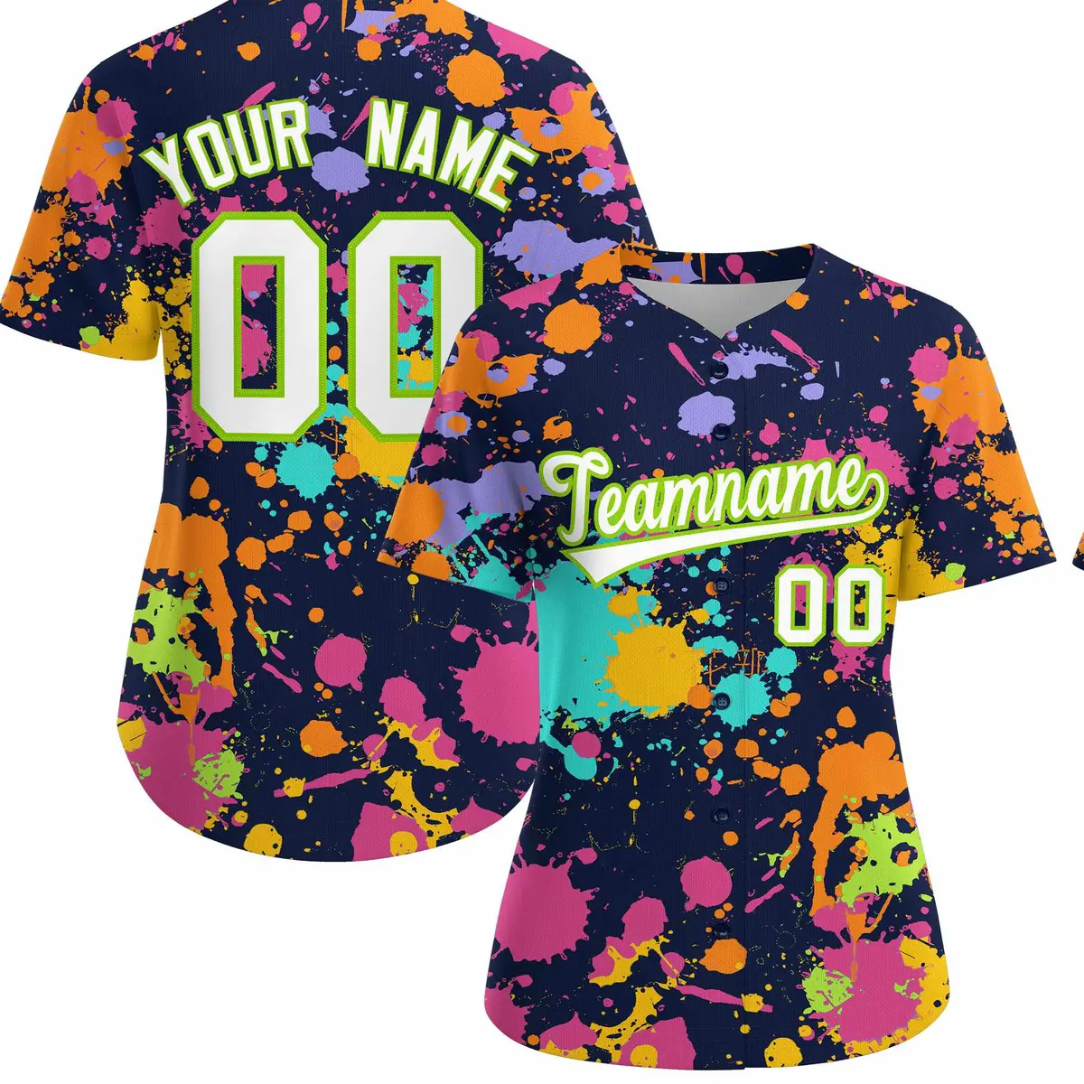 Navy Graffiti Fashion Baseball Jersey For Women