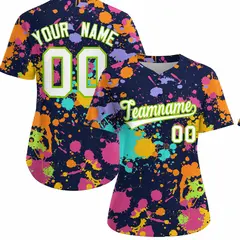 Navy Graffiti Fashion Baseball Jersey For Women