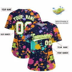 Navy Graffiti Fashion Baseball Jersey For Women 2