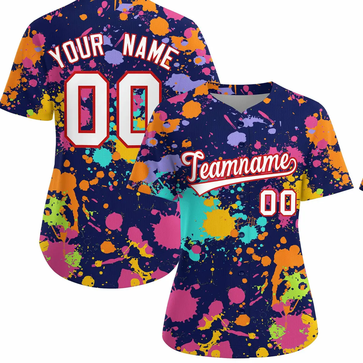 Navy Graffiti Fashion Baseball Jersey For Women