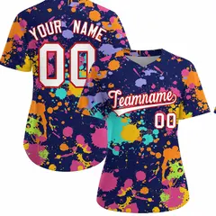 Navy Graffiti Fashion Baseball Jersey For Women 1