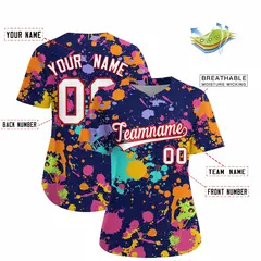 Navy Graffiti Fashion Baseball Jersey For Women 2