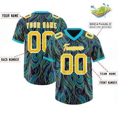 Navy Graffiti Pattern Authentic Football Jersey 2