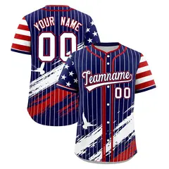 Navy Graffiti Pattern Independence Day Baseball Jersey