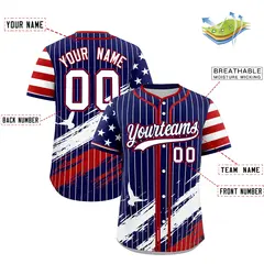 Navy Graffiti Pattern Independence Day Baseball Jersey 2