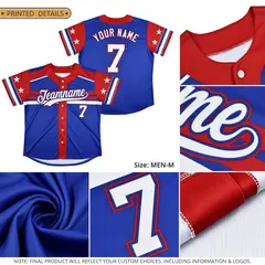 Navy Graffiti Pattern Independence Day Baseball Jersey 5