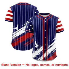 Navy Graffiti Pattern Independence Day Baseball Jersey 8