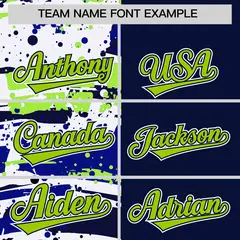 Navy Graffiti Pattern Varsity Full-Snap Letterman Baseball Jacket 3