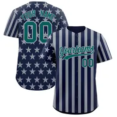 Navy Gray American Flag Graffiti Baseball Jersey 1