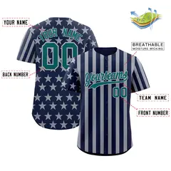 Navy Gray American Flag Graffiti Baseball Jersey 2