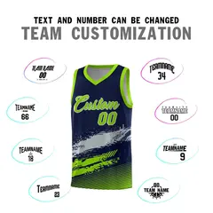 Navy Gray and Neon Green Graffiti Basketball Jersey 4