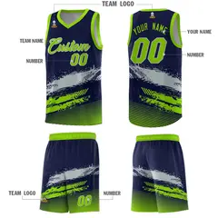 Navy Gray and Neon Green Graffiti Basketball Jersey 5