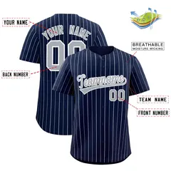 Navy Gray and White Bi-Color Stripes Fashion Baseball Jersey 2
