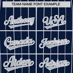 Navy Gray and White Bi-Color Stripes Fashion Baseball Jersey 3
