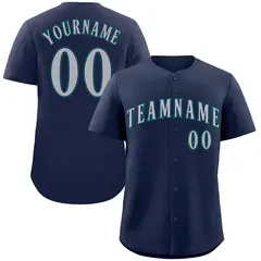 Navy Gray-Aqua Classic Authentic Baseball Jersey 1