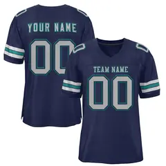 Navy Gray-Aqua Classic Style Authentic Football Jersey 1