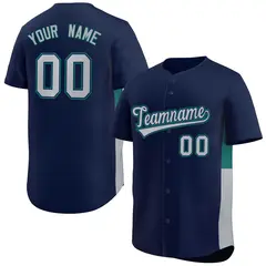 Navy Gray-Aqua Side Two-Tone Authentic Baseball Jersey