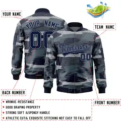 Navy Gray Camo Varsity Full-Zip Letterman Bomber Jacket 2