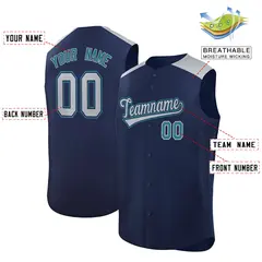 Navy Gray Classic Authentic Sleeveless Baseball Jersey 2