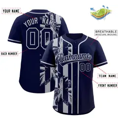Navy Gray Coconut Tree Split Baseball Jersey 2