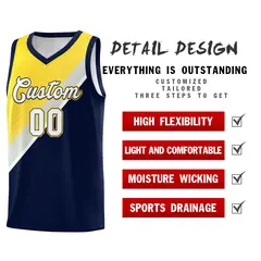 Navy Gray Diagonal Stripes Color Block Basketball Jersey 2