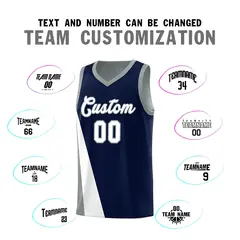 Navy Gray Diagonal Two-Line Color Block Basketball Jersey 4