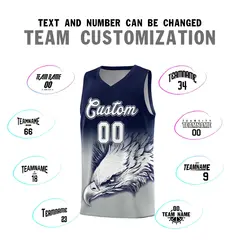 Navy Gray Eagle Graffiti Pattern Basketball Jersey 2