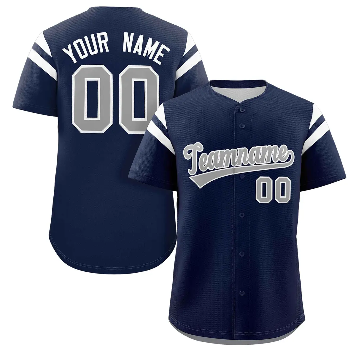 Navy Gray Full Button Classic Authentic Baseball Jersey