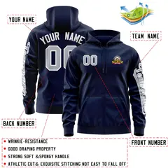 Navy Gray Full-Zip Varsity Letterman Classic Jacket Hoodie 4