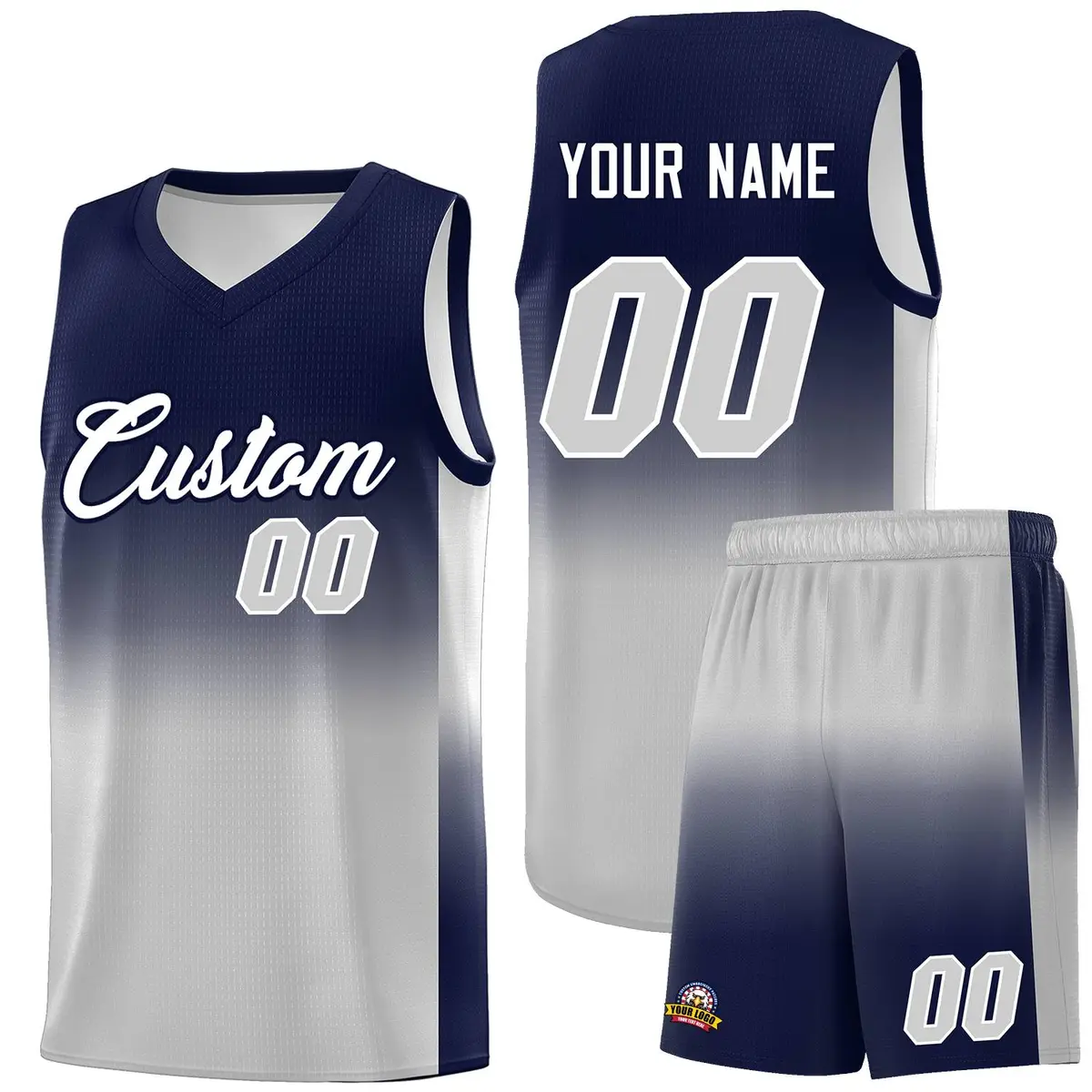 Navy Gray Gradient Basketball Jersey Sports Uniform