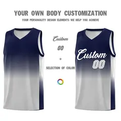 Navy Gray Gradient Basketball Jersey Sports Uniform 3