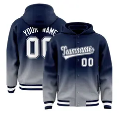 Navy Gray Gradient Letterman Varsity Jacket Hoodie 1
