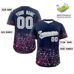 Navy Gray Gradient Sparkle-Effect Authentic Baseball Jersey 2