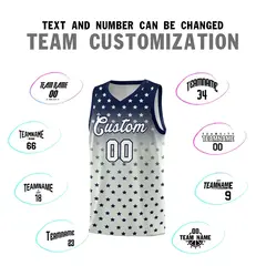 Navy Gray Gradient Star Pattern Basketball Jersey Sets 4