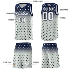 Navy Gray Gradient Star Pattern Basketball Jersey Sets 5
