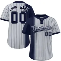 Navy Gray Gradient Stripe Two-Button Softball Jersey