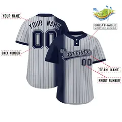 Navy Gray Gradient Stripe Two-Button Softball Jersey 2