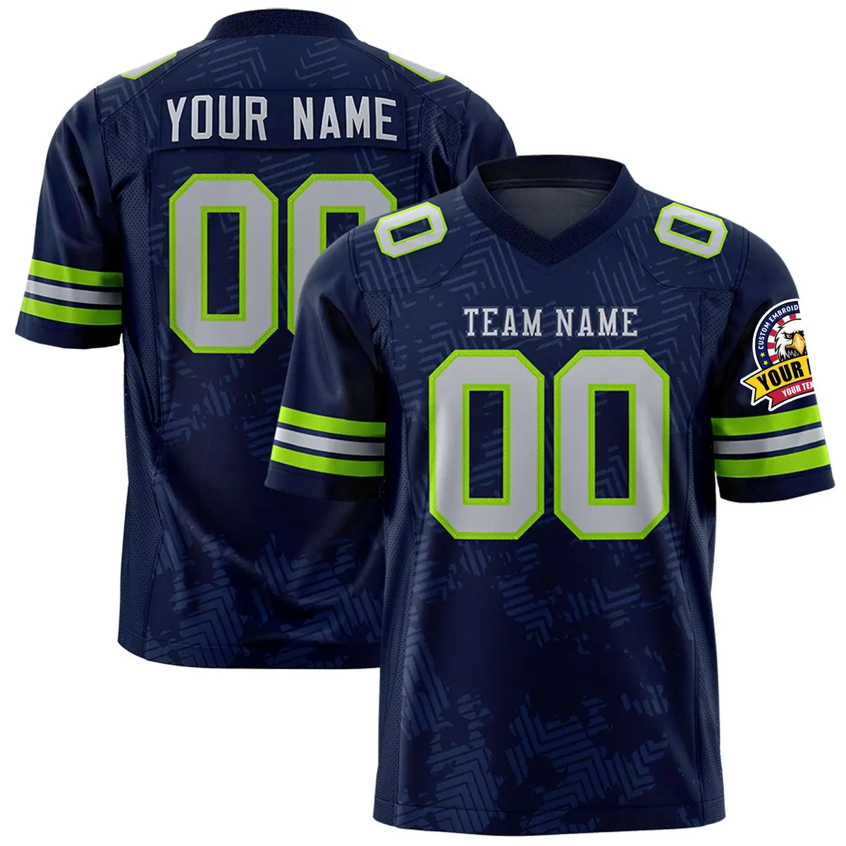 Navy Gray Graffiti Line Authentic Football Jersey
