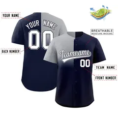 Navy Gray Half Gradient Authentic Baseball Jersey 2