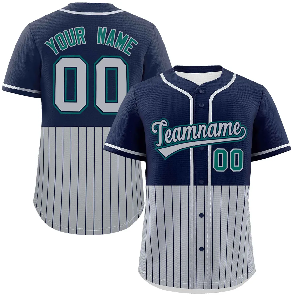 Navy Gray Half Stripe Authentic Baseball Jersey