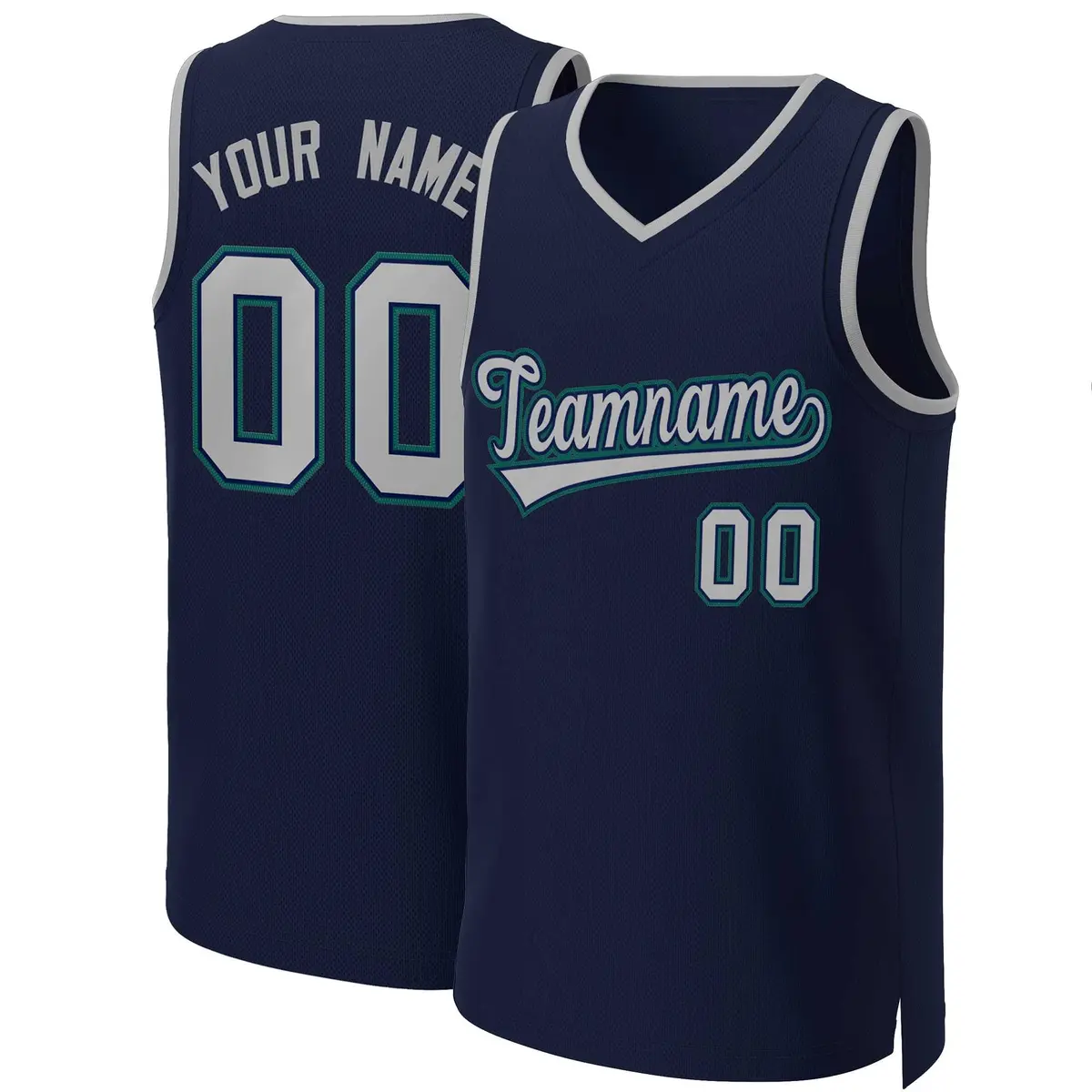 Navy Gray-Navy Classic Basketball Jersey