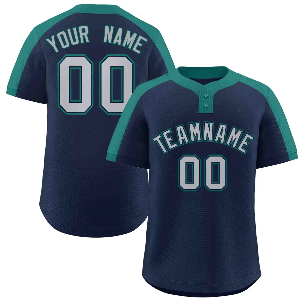 Navy Gray-Navy Classic Style Two-Button Softball Jersey